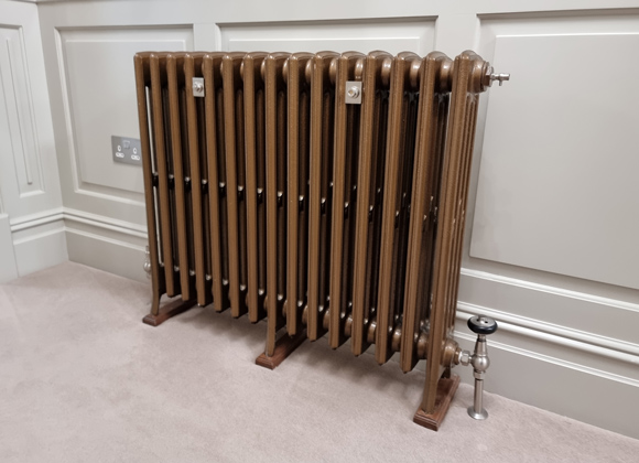 brass retro radiator installed by JDN Plumbing and Heating